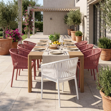 Portofino - Fauteuil de jardin empilable imitation corde tressée