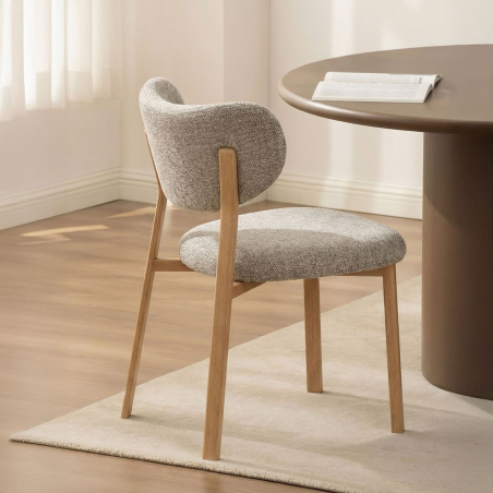 Chaise en tissu gris avec pieds en métal effet bois Amy