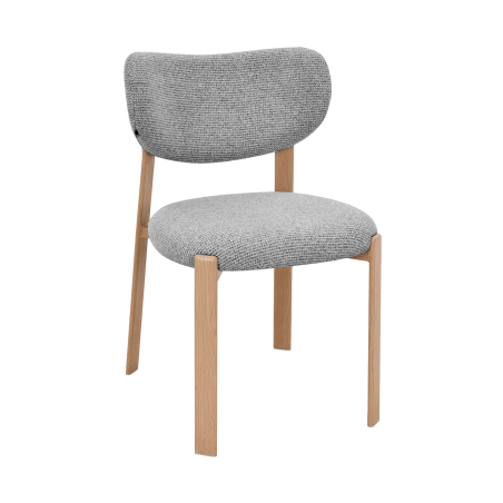 Chaise cosy en tissu gris avec pieds en métal effet bois Amy