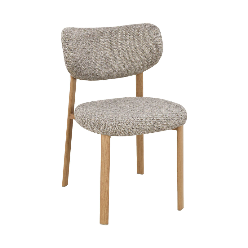 Chaise confortable en tissu gris avec pieds en métal effet bois Amy