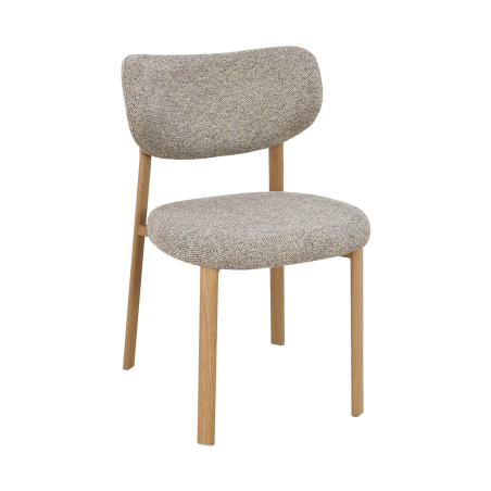 Chaise confortable en tissu gris avec pieds en métal effet bois Amy