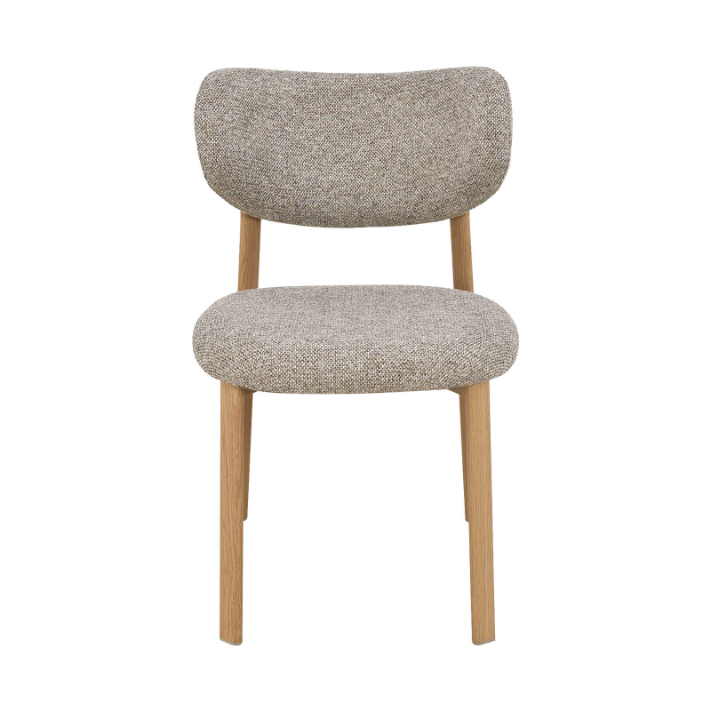Chaise contemporaine en tissu gris avec pieds en métal effet bois Amy