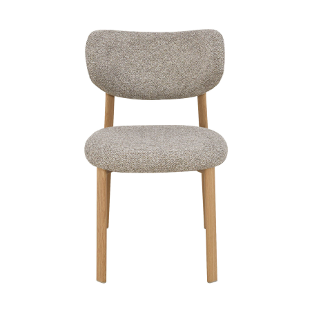 Chaise contemporaine en tissu gris avec pieds en métal effet bois Amy
