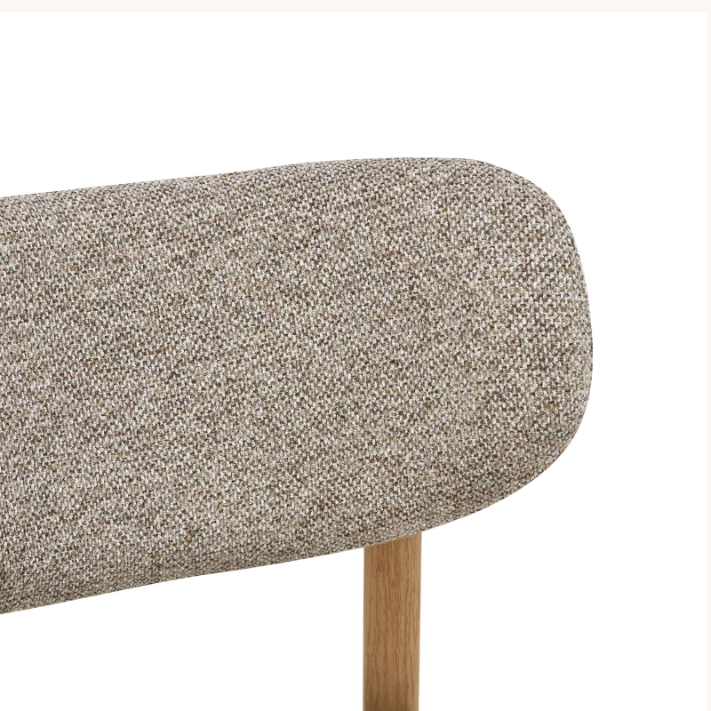 Dossier de chaise en tissu gris avec pieds en métal effet bois Amy
