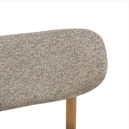 Dossier de chaise en tissu gris avec pieds en métal effet bois Amy