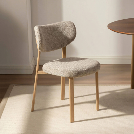 Chaise cosy en tissu avec pieds en métal effet bois Amy