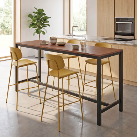 Vienna Bar 110 - Table haute de cuisine hauteur 110 cm en stratifié et métal