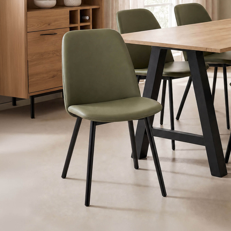 Olivia - Chaise tendance rembourrée en simili avec pieds en métal