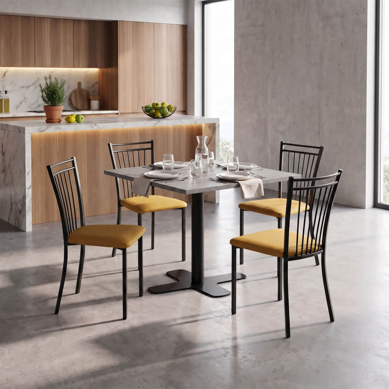 Viva - Chaise contemporaine en métal et en tissu fabriquée en Belgique
