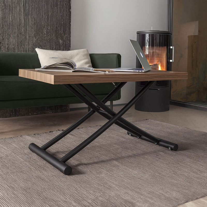 Géniale - Table basse relevable petit espace en mélaminé