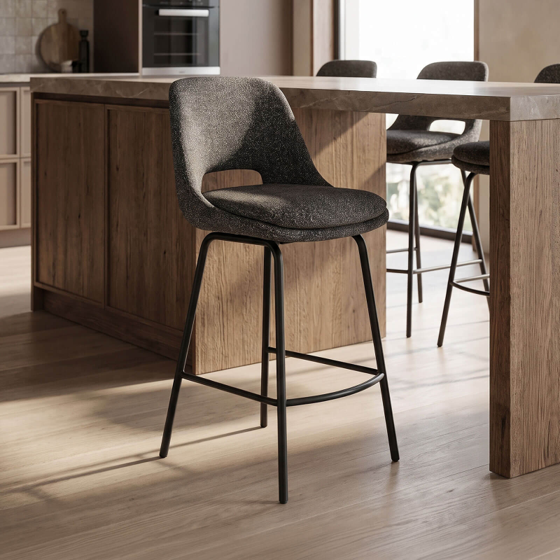 Oliver - Tabouret snack en tissu avec pieds en métal