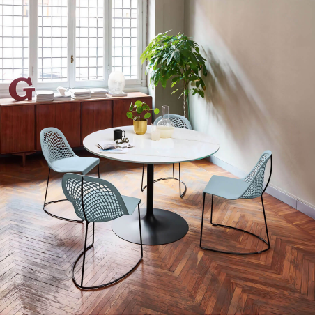 Infinity Midj® - Table pied central design en céramique et métal