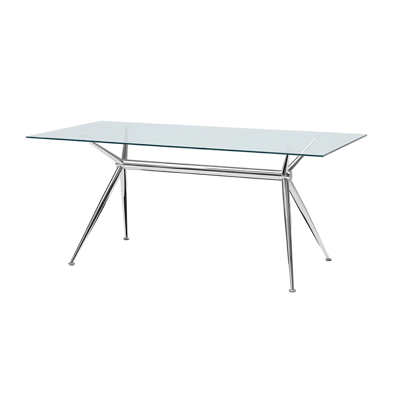 Brioso Midj® - Table en verre design avec pieds en X métalliques