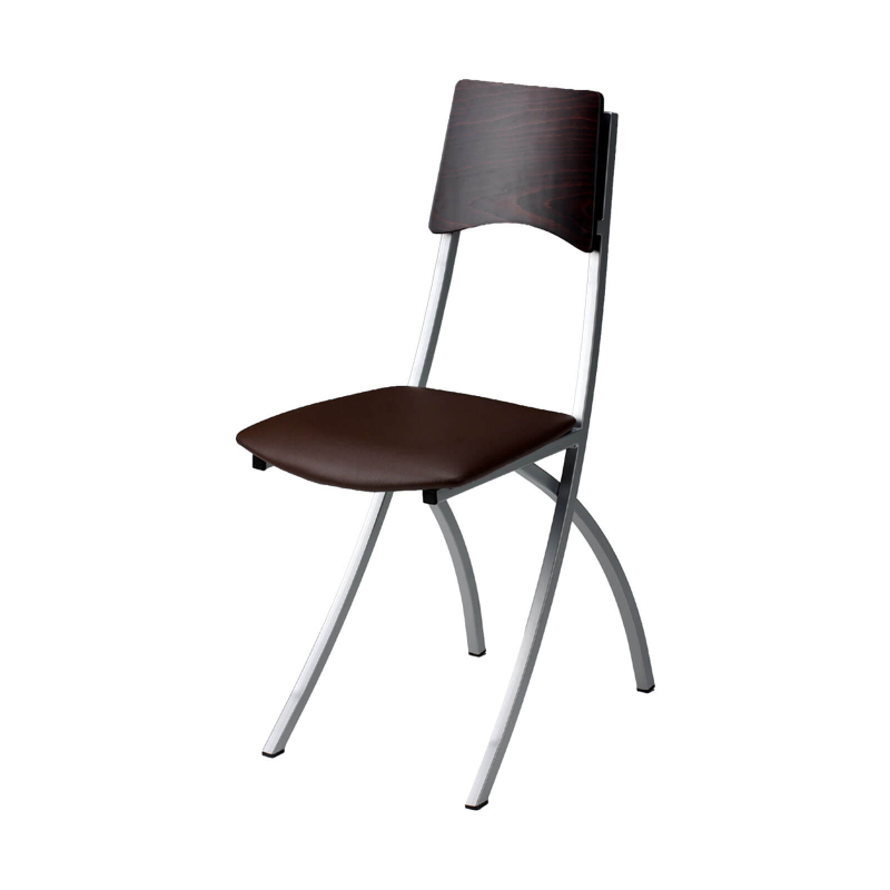 Ophélie Carrier® - Chaise de cuisine en métal et synthétique dossier bois wengé