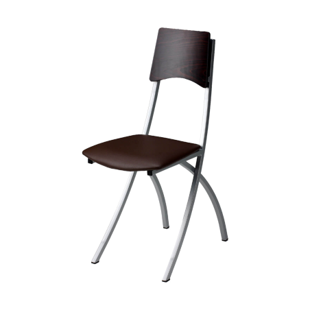 Ophélie Carrier® - Chaise de cuisine en métal et synthétique dossier bois wengé