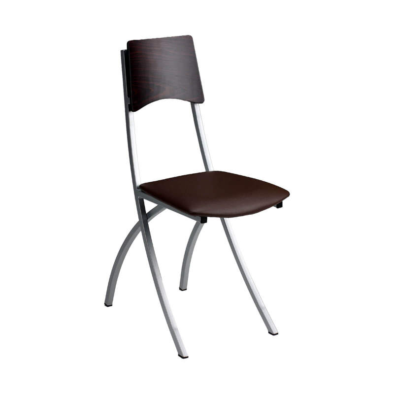 Ophélie Carrier® - Chaise de cuisine en métal et synthétique dossier bois wengé