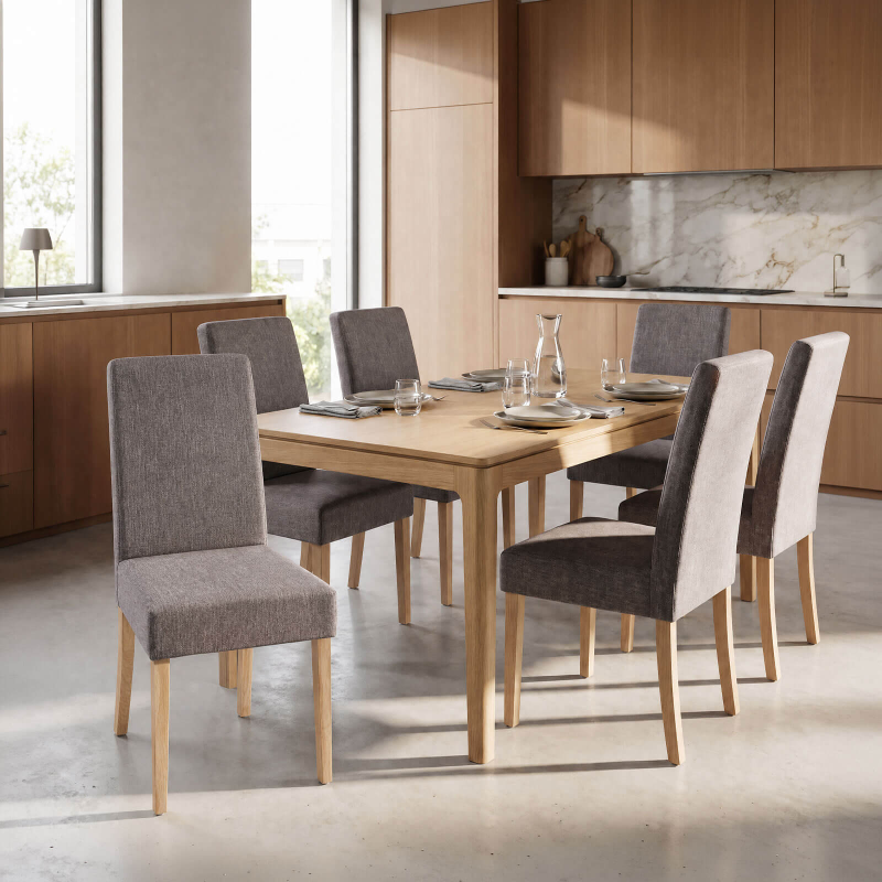 Gaby Mobitec® - Chaise de salle à manger en tissu et bois massif