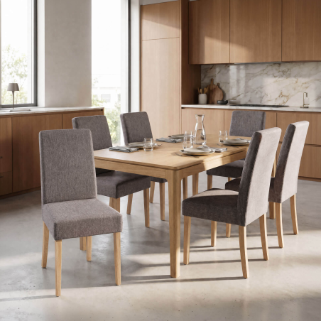 Gaby Mobitec® - Chaise de salle à manger en tissu et bois massif