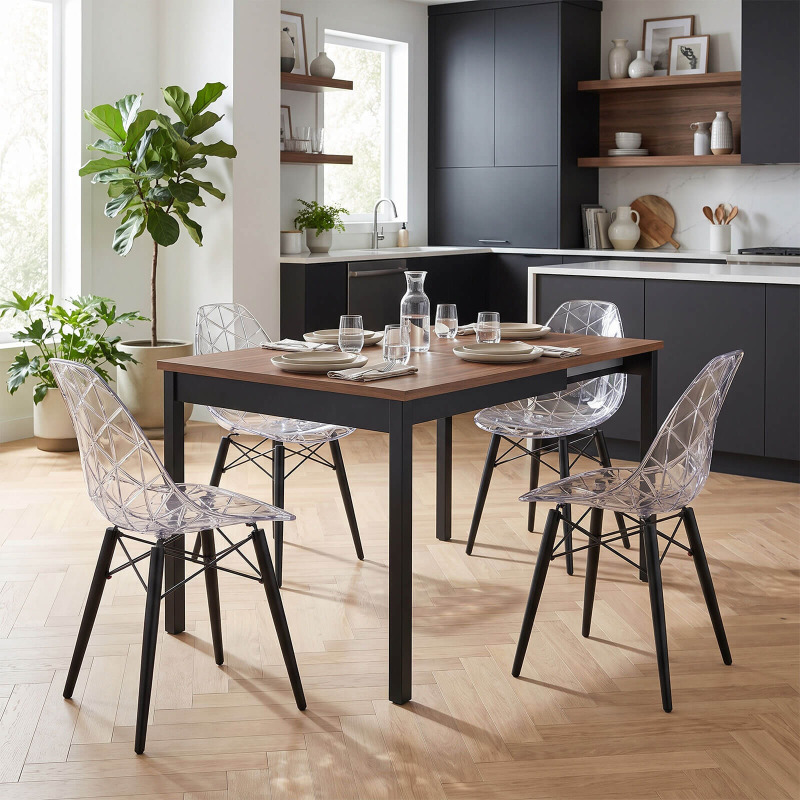 Prisma - Chaise scandinave transparente avec pieds en bois
