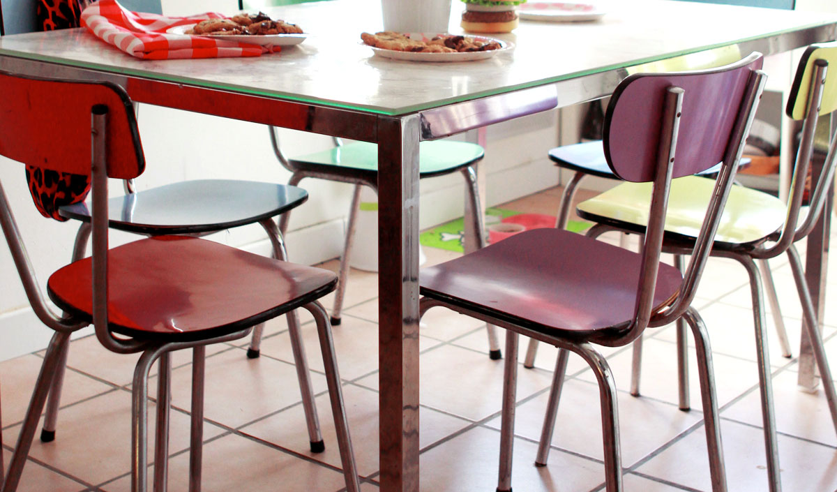 Mobilier Formica coloré : style vintage