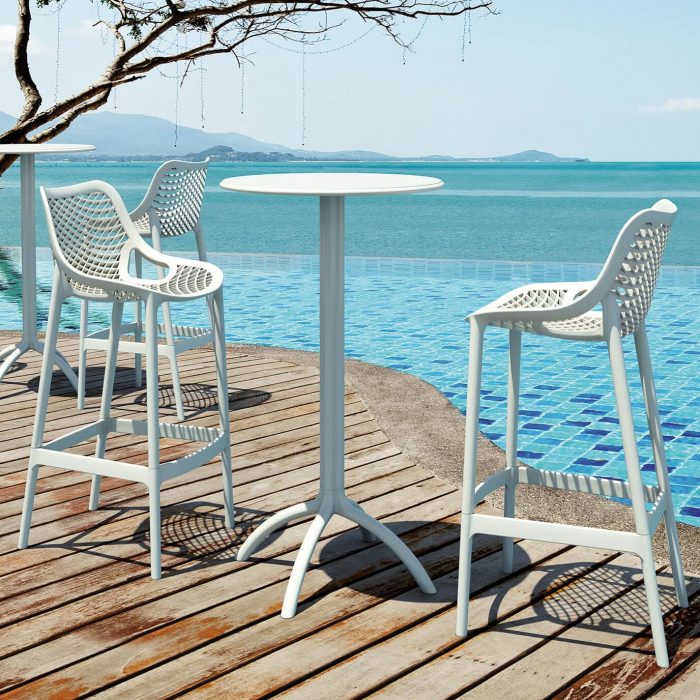 Tabouret de bar blanc d'extérieur en polypropylène 