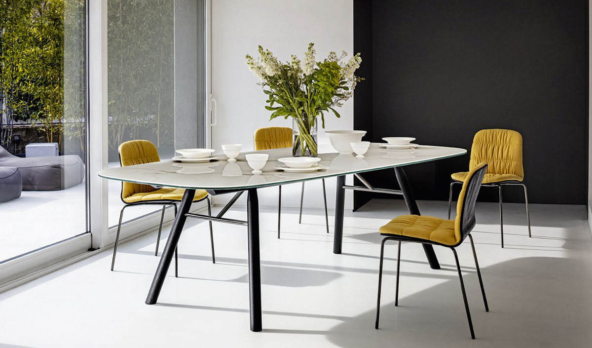 Table à manger plateau céramique design - SUR-MESURE