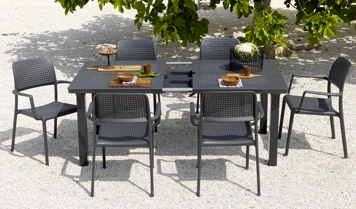 table d'extérieur extensible en plastique anthracite