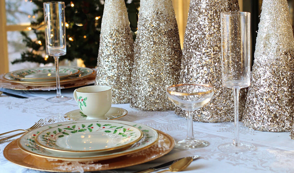 Table de Réveillon magique : paillettes et strass