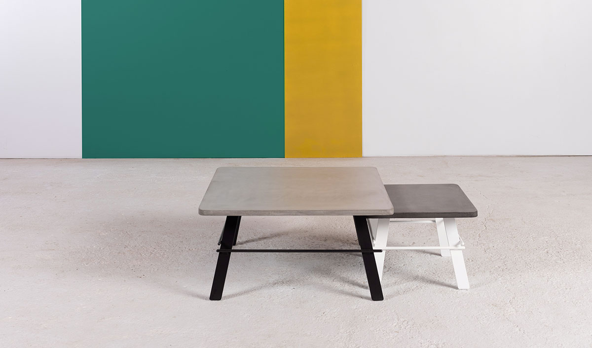 Table basse carrée en béton ciré