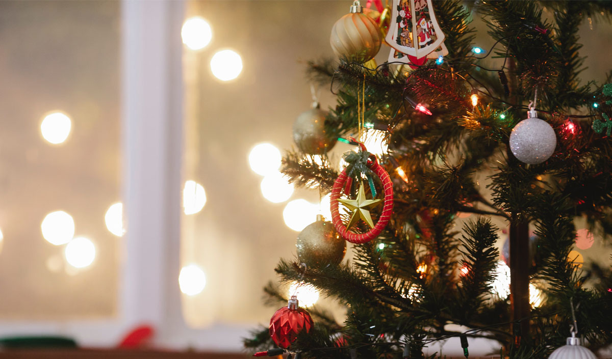 Sapin de Noel devant la porte d'entrée v2