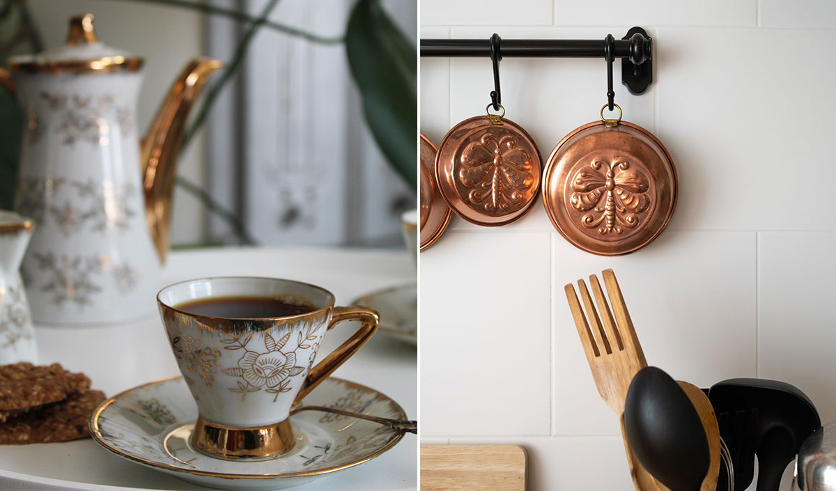 Vaisselle artisanale : porcelaine, céramique et casseroles en cuivre pour décoration champêtre