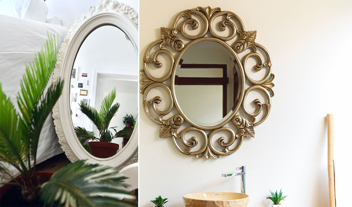 Miroir d'époque avec moulures pour déco champêtre