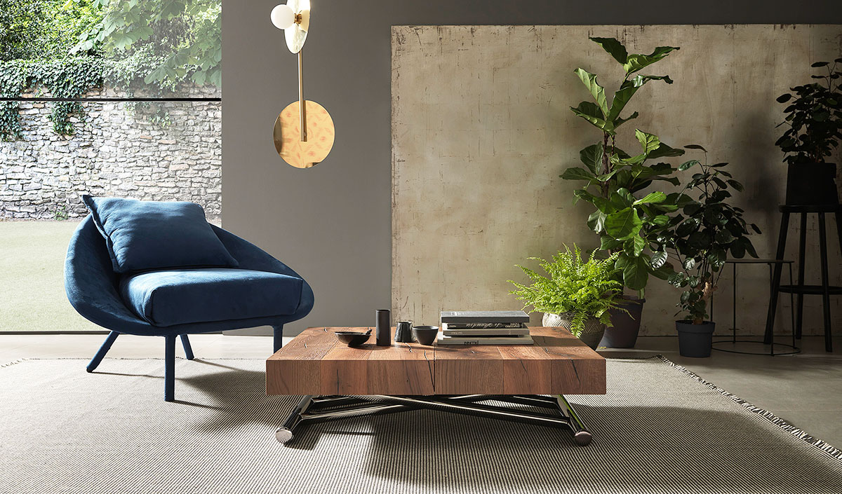 Déco de salon nature avec une table basse en bois