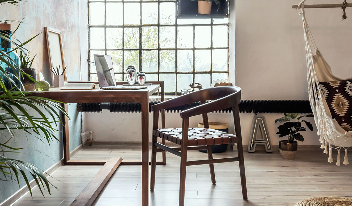 Bureau qui mise sur la déco champêtre