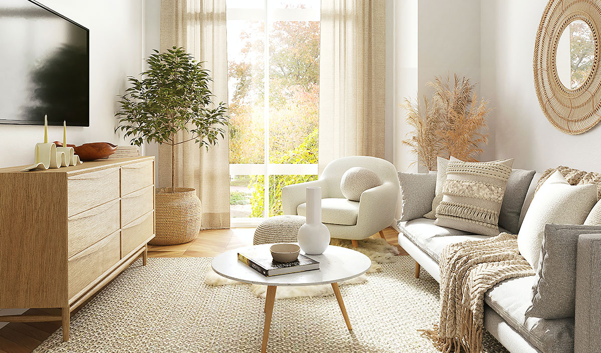 Tapis en toile de jute ou de sisal dans le salon