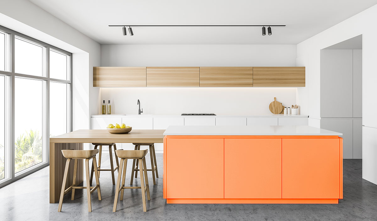 Le coloris orange dans la cuisine