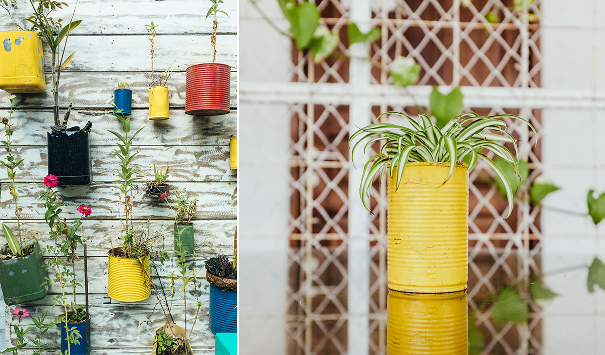 DIY : boîte de conserves transformées en pot de fleur, idée originale pour le jardin