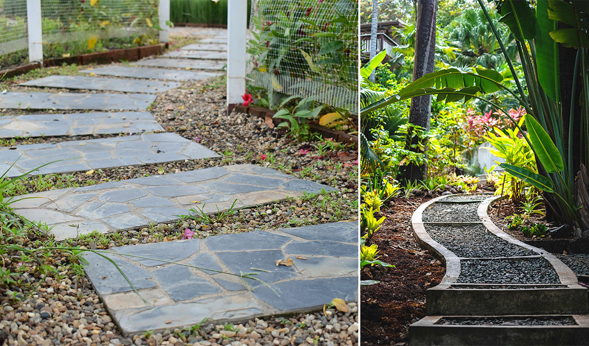 Allée courbe et ondulée pour jardin long