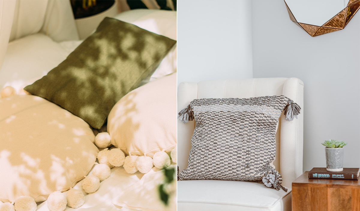 Tendance des coussins à pompons pour accessoiriser un canapé ou un fauteuil 