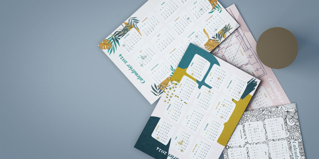 Mini calendrier de bureau, petit calendrier Floral de Style