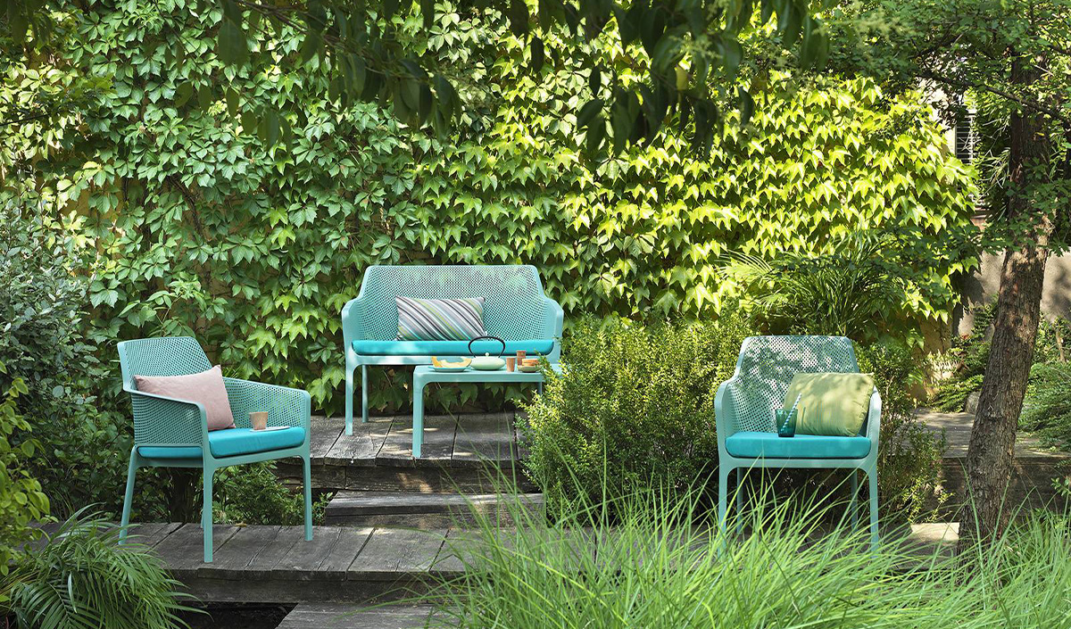 Mobilier de jardin moderne bleu turquoise 