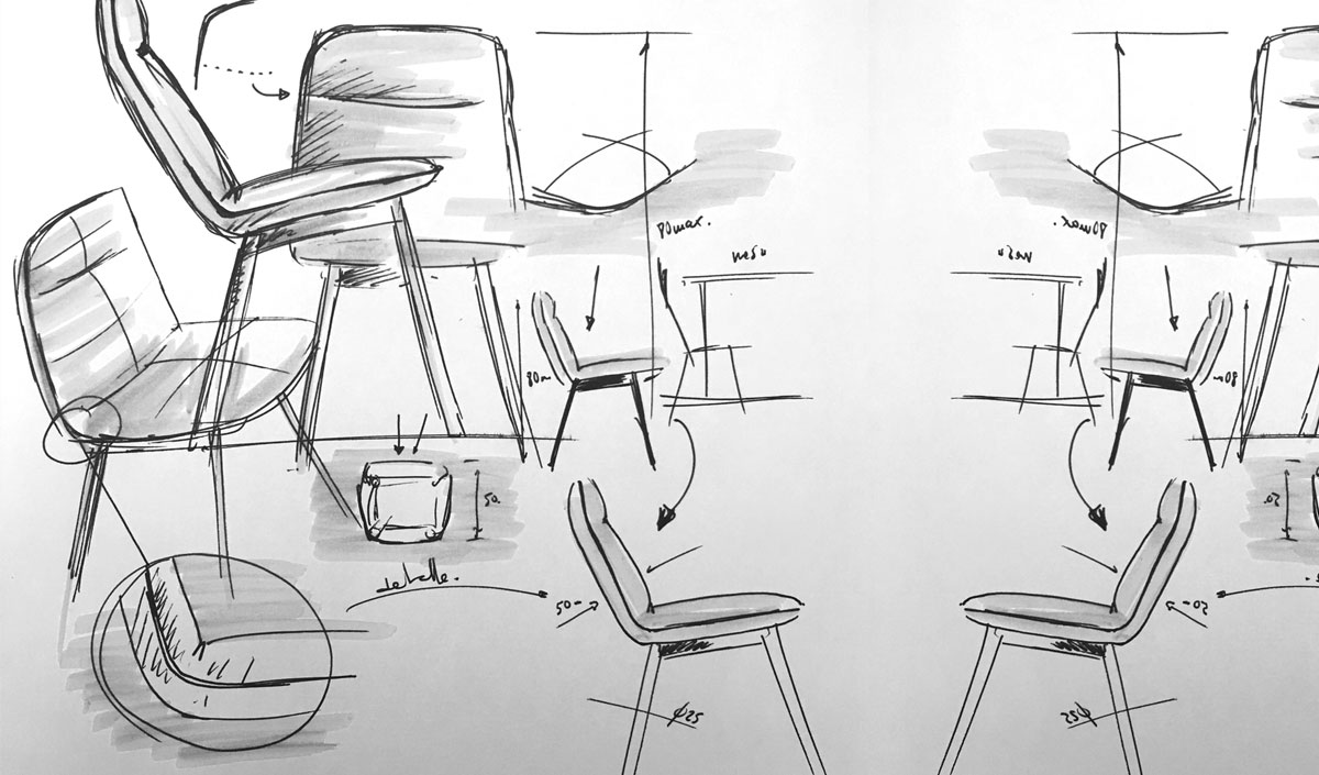 Croquis d'une chaise par un designer espagnol