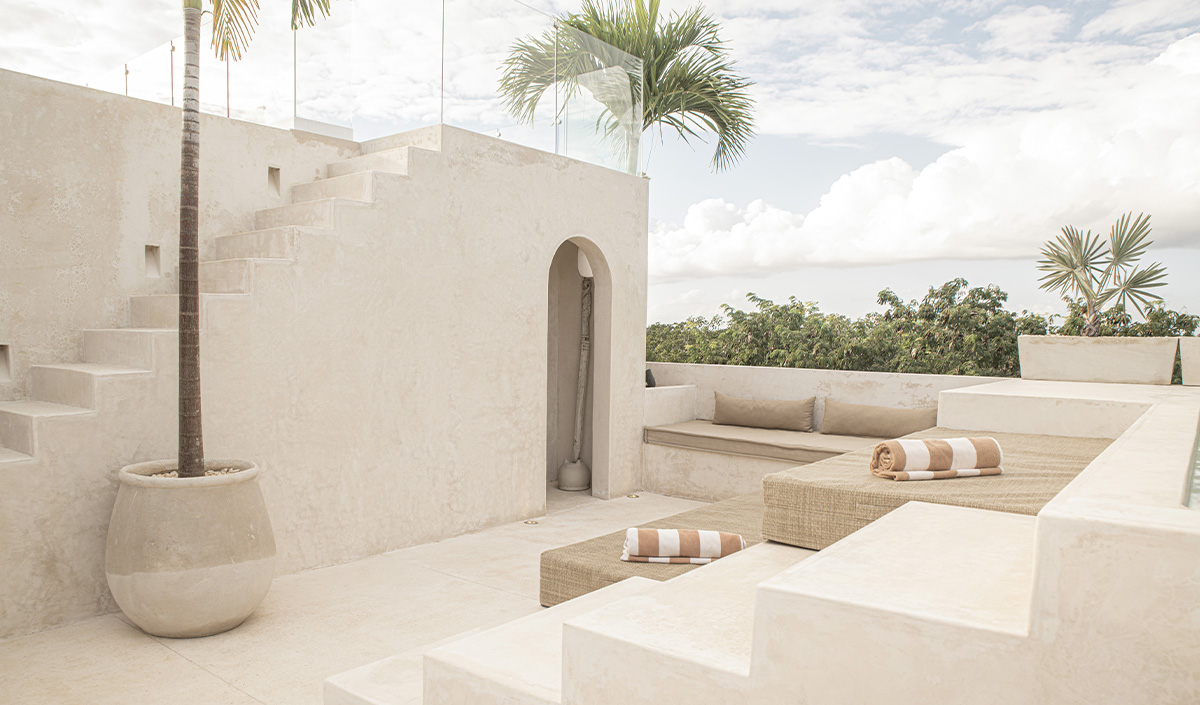 Toit-terrasse à double étage dans une maison de vacances au Mexique 