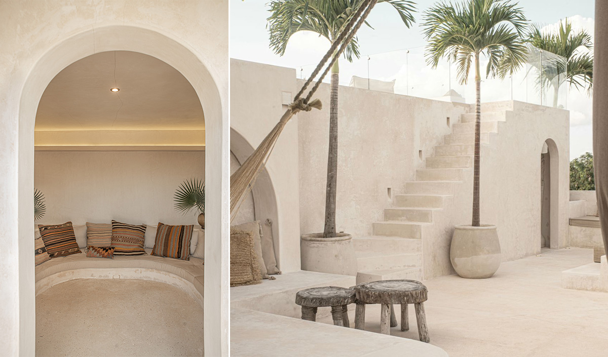 Toit-terrasse minimaliste et bohème au Mexique