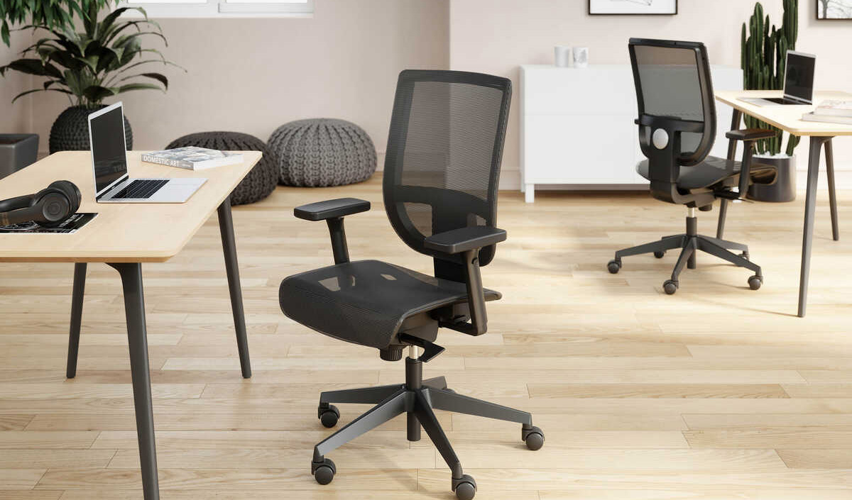 Chaise de bureau en tissu avec assise et dossier mesh 