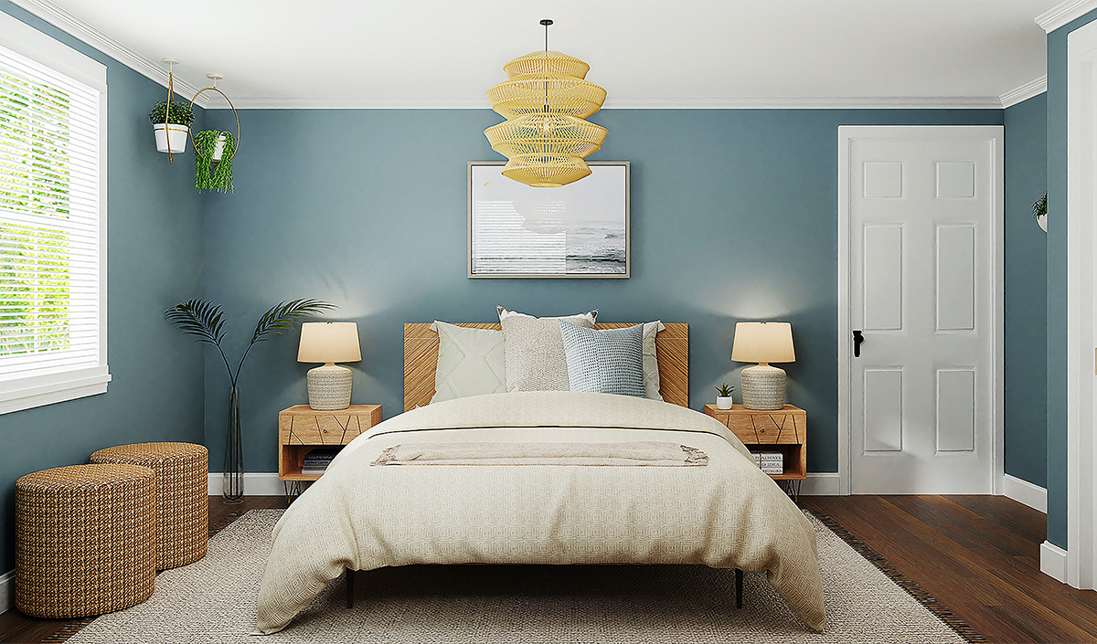 Le bleu dans la décoration d'une chambre à coucher