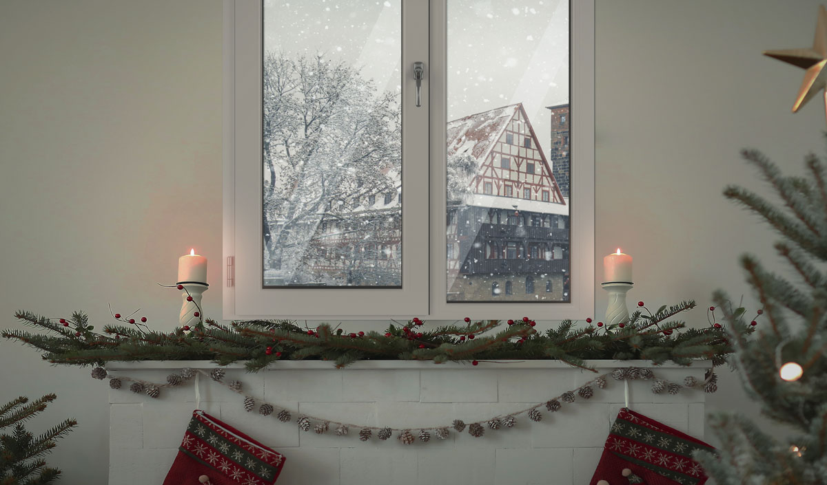 Des fenêtres décorées pour Noël