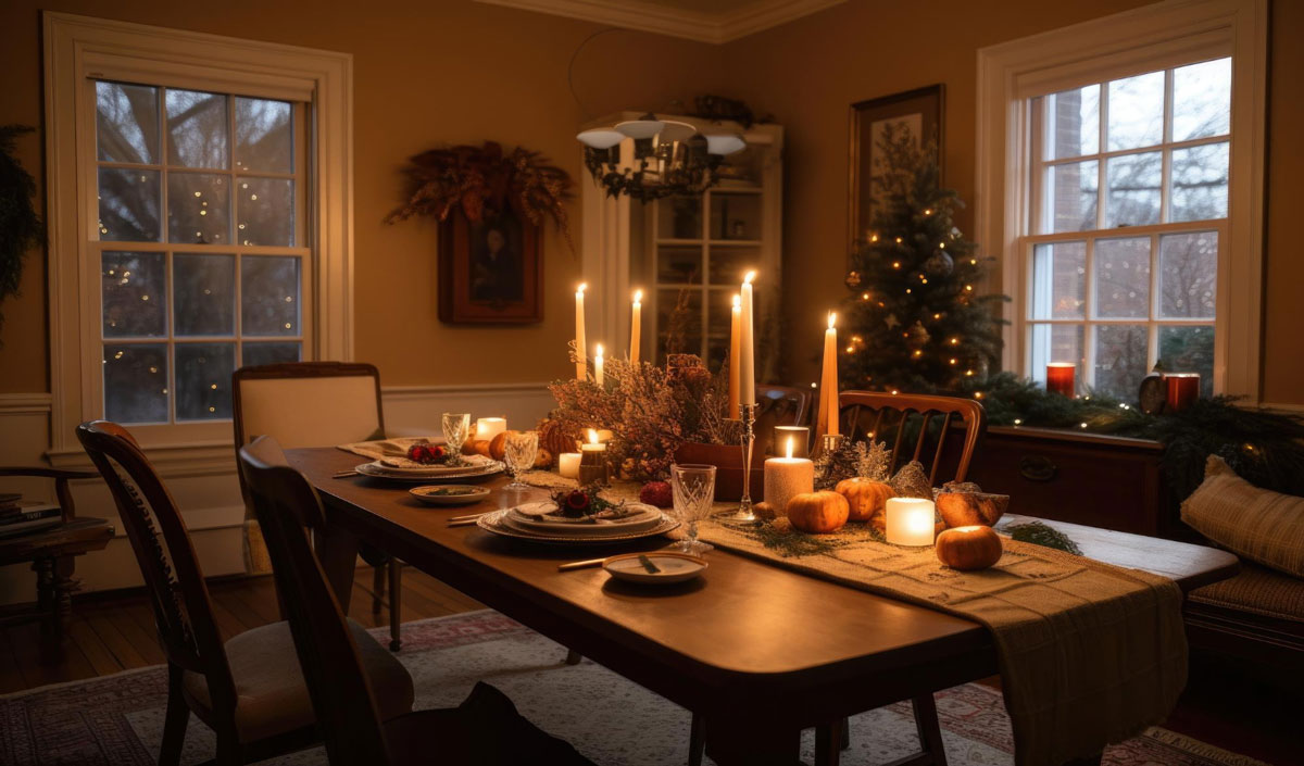 Une table pleine de bougies pour réchauffer votre salle à manger