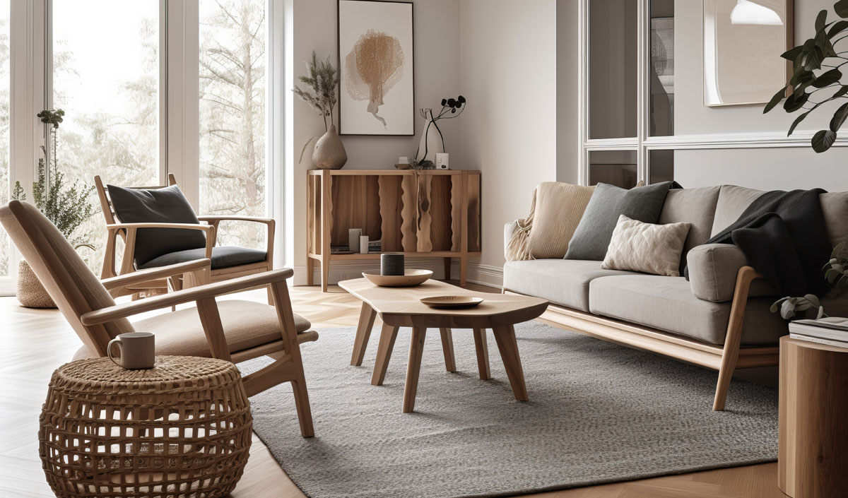 Choisir des meubles épurés dans un salon scandinave