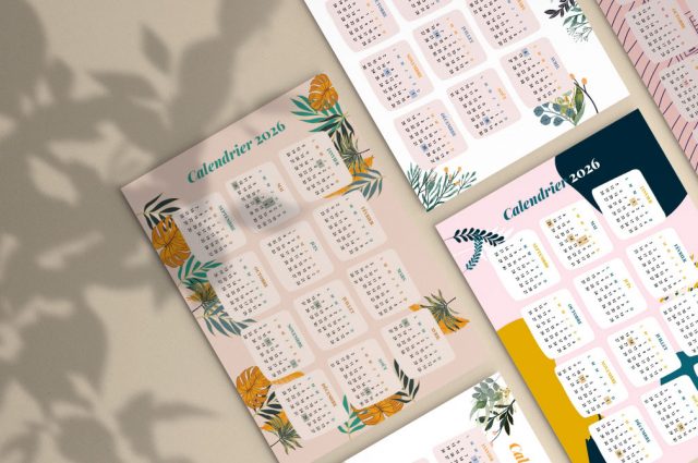 5 calendriers design 2026 à imprimer et télécharger gratuitement